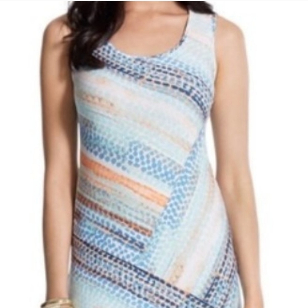 Chico's Pebbled Waves Colunm  Maxi Dress Size L